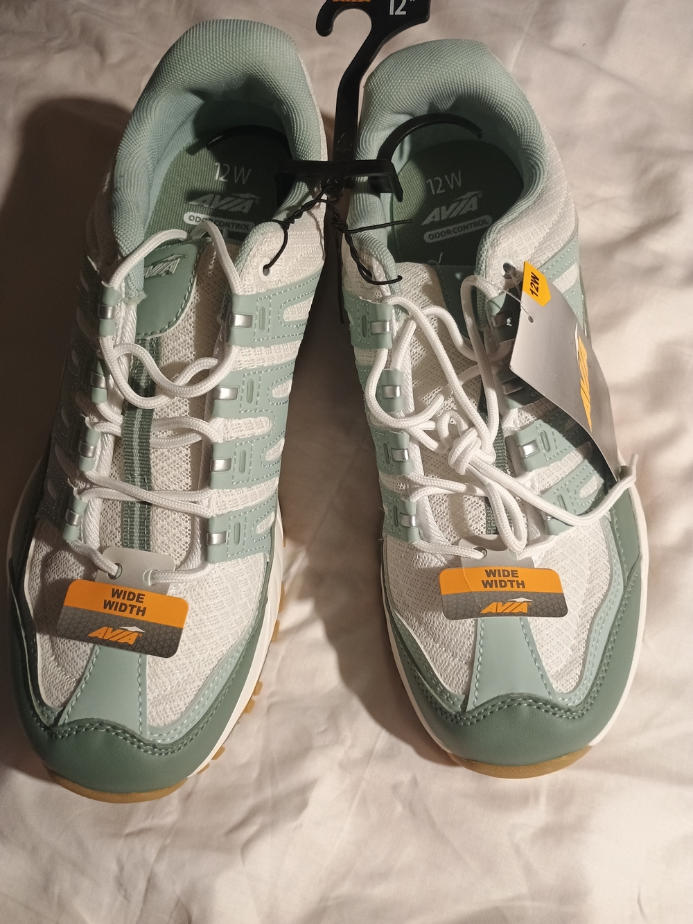 Avia Mint Green and White Wide-Width Athletic Sneakers